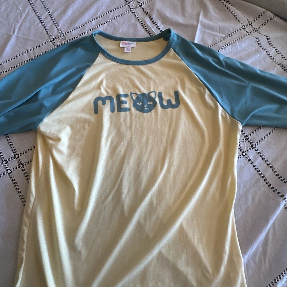 LuLaRoe Randy Cat Meow Size M NWT! Yellow And Blue